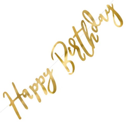Baner Happy Birthday Złoty 16,5x62 cm 