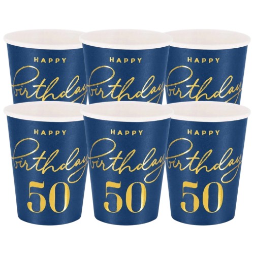 Kubek Happy Birthday 50 granatowy 220ml 6szt