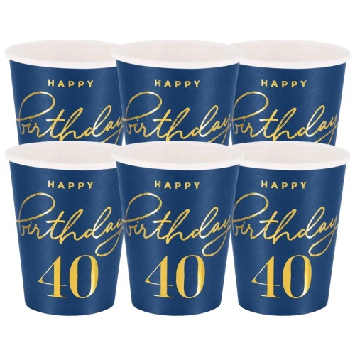 Kubek Happy Birthday 40 granatowy 220ml 6szt