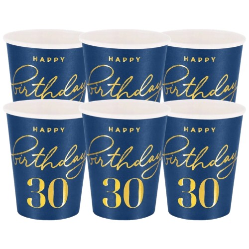 Kubek Happy Birthday 30 granatowy 220ml 6szt