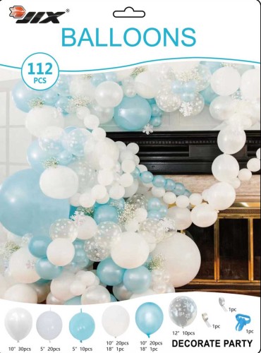 Girlanda Balonowa j.niebieska-biała zestaw 112 szt
