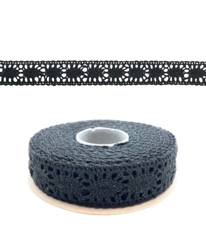 Koronka bawełniana 4,5m czarna FS107-04