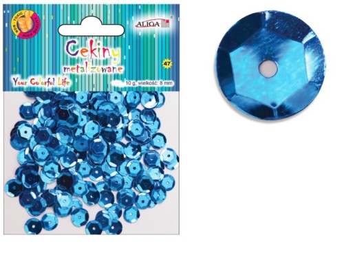 Cekiny 8 mm metalizowane niebieskie 10g 