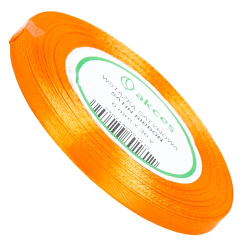 Wstążka Satynowa 6 mm 32 mb FS01-04 pomarańcz