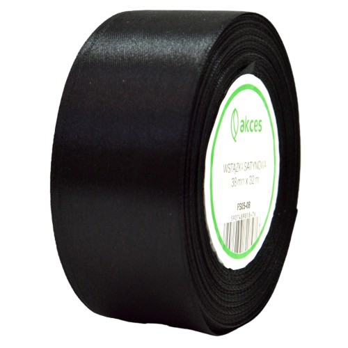 Wstążka Satynowa 38 mm 32 mb FS05-008 czarna