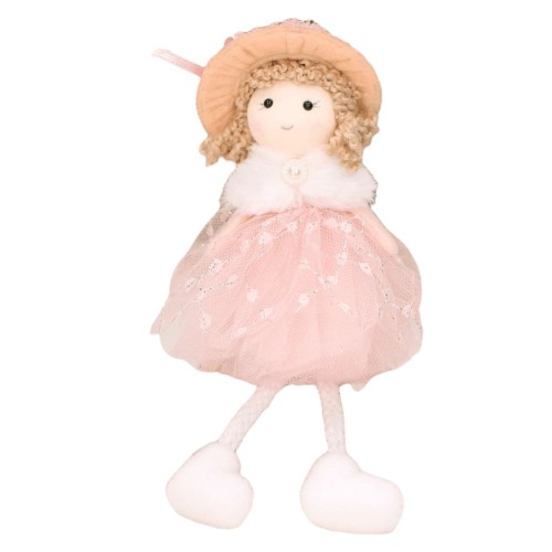 Laleczka siedząca w sukience różowa 11cm