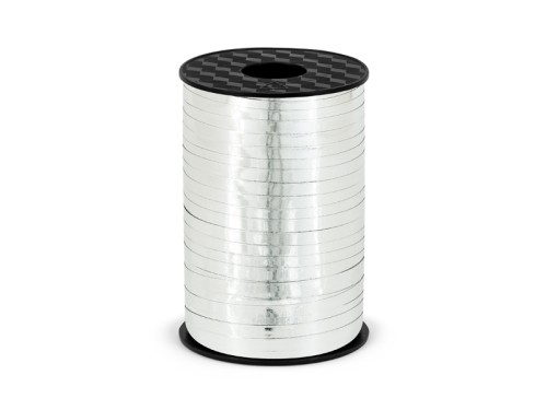 Wstążka plastikowa 5mm x 92m Metaliczna Srebrna
