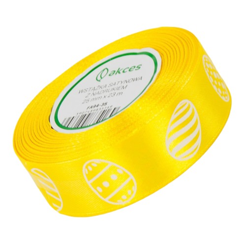 Wstążka nadruk Jajka żółta 25mm x 22,5m