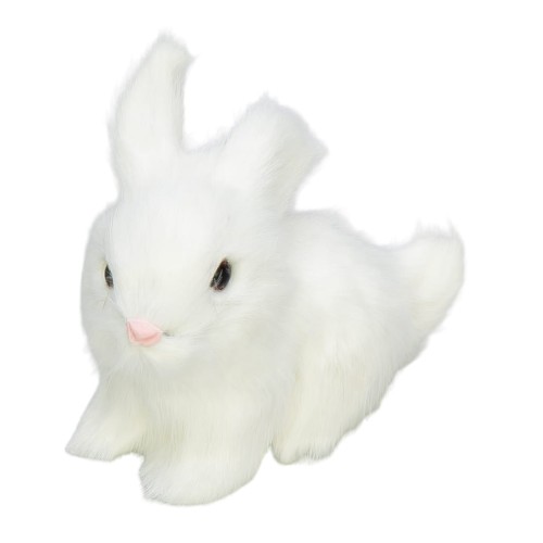 Zając z futerka siedzący mini  Biały 6,5cm