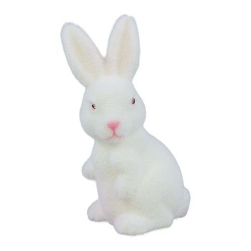 Zając flokowany stojący biały 19cm