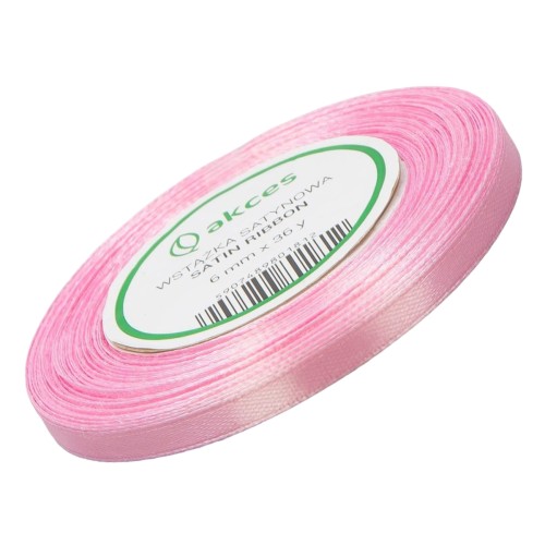 Wstążka Satynowa 6 mm 32 mb FS01-018 różowa