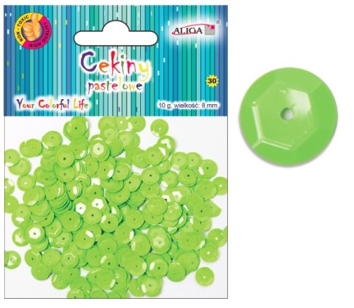 Cekiny 8 mm pastelowe j.zieleń 10g