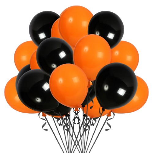 Balony mix pomarańczowo-czarny 25 szt 30cm