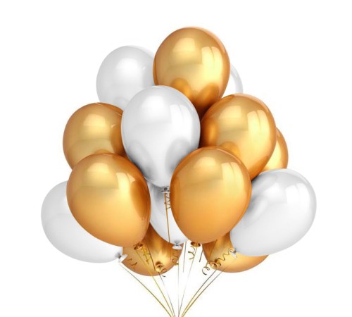 Balony EV27/803 Perłowe mix.Biało-Złote 25 szt