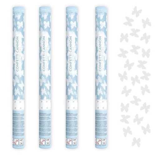 Konfetti strzelające motylki białe 60cm - 4 sztuki