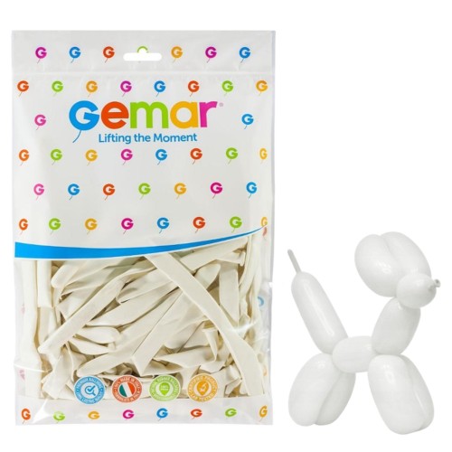 Balony do modelowania D4 rurki białe 100 szt Gemar