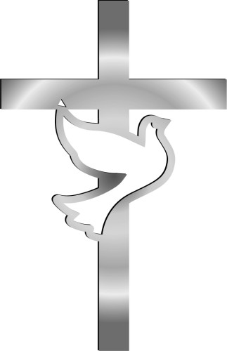 Krzyż gołąb - plexi srebrne lustro