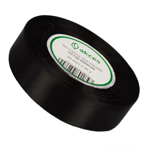 Wstążka Satynowa 25 mm 32 mb FS04-008 czarna
