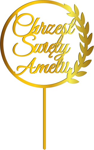 Topper Chrzest Święty IMIĘ - plexi złote lustro