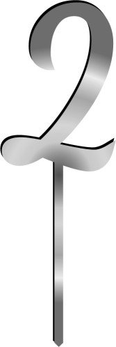 Topper Cyfra 2 - plexi srebrne lustro