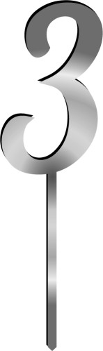 Topper Cyfra 3 - plexi srebrne lustro