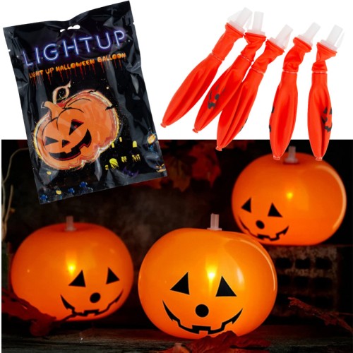 BALONY HALLOWEEN LED 5SZT DYNIE ŚWIECĄCE DEKORACJE POMARAŃCZOWE