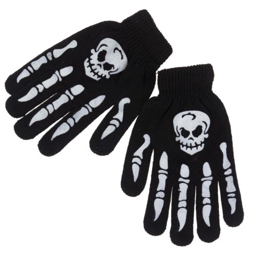 RĘKAWICZKI NA HALLOWEEN KOŚCIOTRUP SZKIELET PRZEBRANIE KOSTIUM ROZMIAR UNIWERSALNY