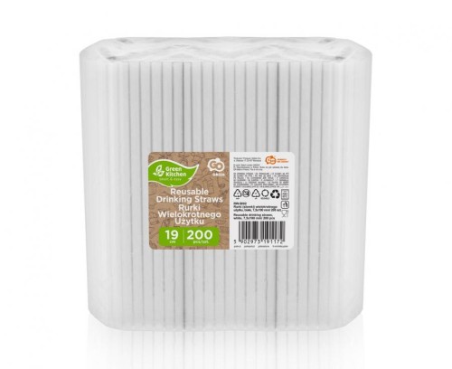 Słomki Rurki Plastikowe Wielokrotnego Użytku Shake Białe 200szt