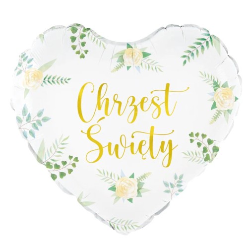 Balon foliowy 45 cm Serce Chrzest Święty