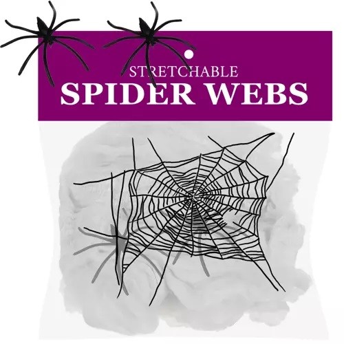 Pajęczyna Halloween Biała 60g plus 2 pająki
