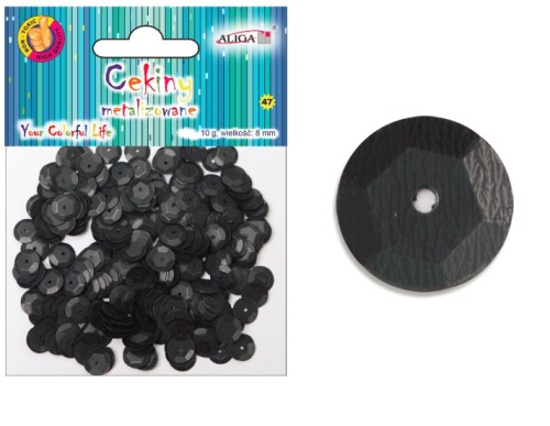 Cekiny 8mm metalizowane czarne 10g Aliga