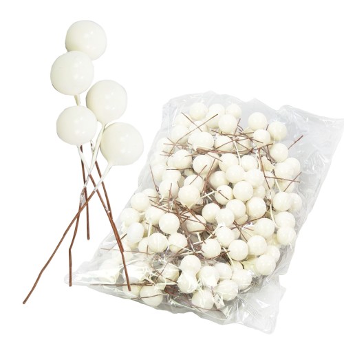 Kuleczki owoce na druciku białe 1,2 cm 144 sztuk