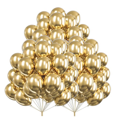 Balony chromowane szampański złoty 10'' 100 sztuk 