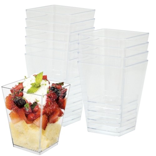 Pucharki kwadratowe do deserów 150ml 10szt